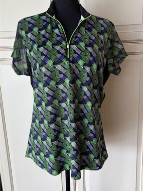 EP Sport golf/tennis geometric pattern shirt - Large